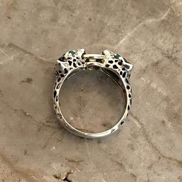 Sterling Silver 925 JED Joseph Demarco Emerald Panther Cheetah Band Ring Sz 7 - Picture 16 of 16